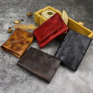 Genuine Leather Wallet for Men Women Brand Vintage Handmade Short Small Men's Wallets Card Holder Original Leather Coin Purse