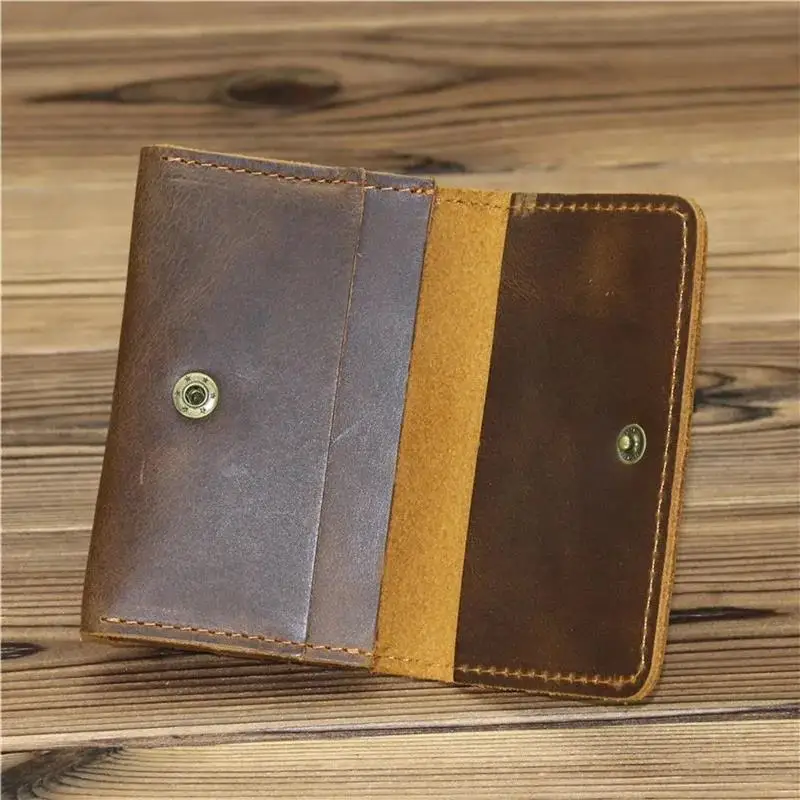 New Handmade Vintage Leather Men Wallet Purse Cowhide Short Card for Male Money Clips Bags - Image 3