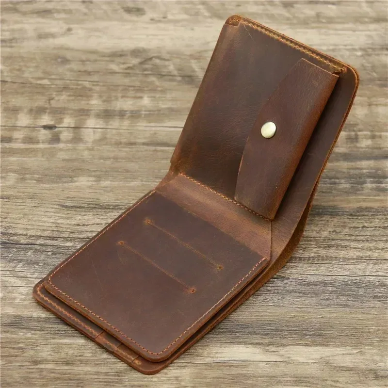 RFID Blocking Men's Oil Wax Skin Wallet Man Vintage Cow Genuine Leather Wallet Male Handmade Billfold Coin Purse Short Wallet - Image 3