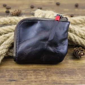 Unisex Leather Coin Purse Vintage Handmade Multi-colors Zipper Wallet Key Cardholders Card Holder Bag for Women & Men